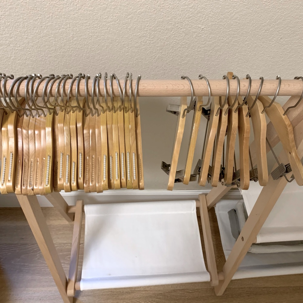 Bundle of 30 wooden baby/toddler top & bottom hangers